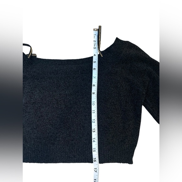 Cider Black Off-Shoulder Crop Top S - Picture 5 of 6